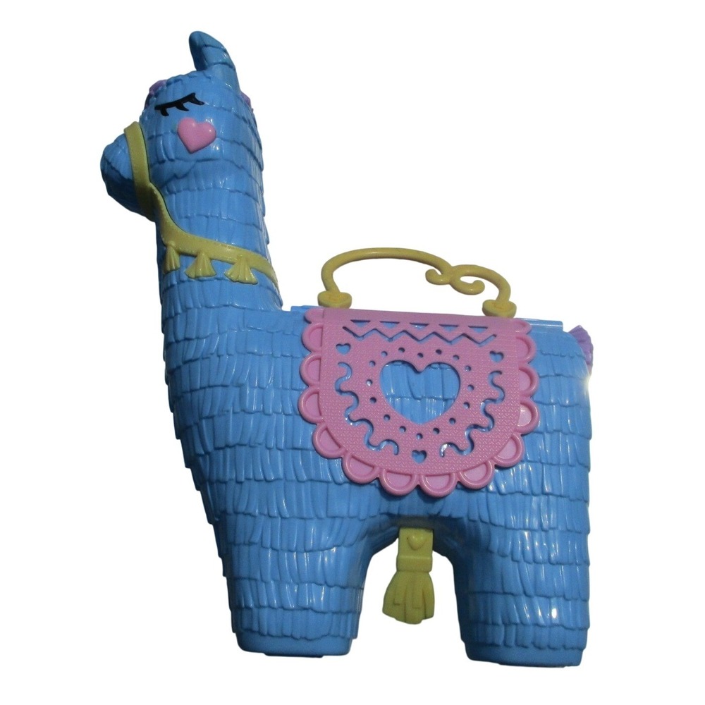 Polly Pocket Llama Pinata Party Compact Playset Blue Pink Yellow with Figures
